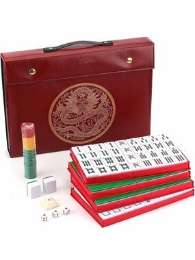 Mose Cafolo Chinese Mahjong Set X-Large 146 Numbered Melamine 1.5"  w/Case